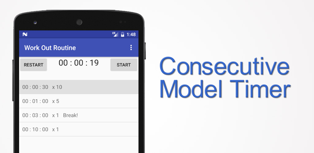 A screenshot of the top half of a phone running the app with the text 'Consecutive Model Timer'.