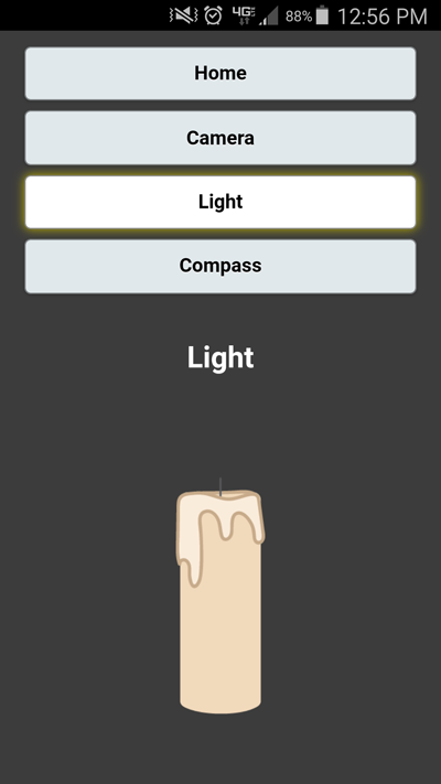 A phone app with an image of an unlit candle.