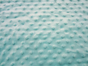 Light blue Minky fabric with dots raised in fabric. 